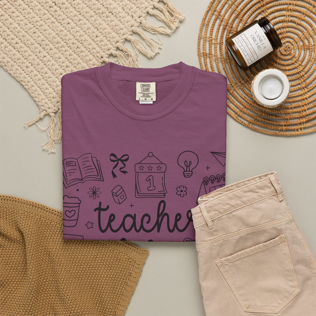 Teacher Life T-Shirt — School Supplies Sketch Graphic Tee
