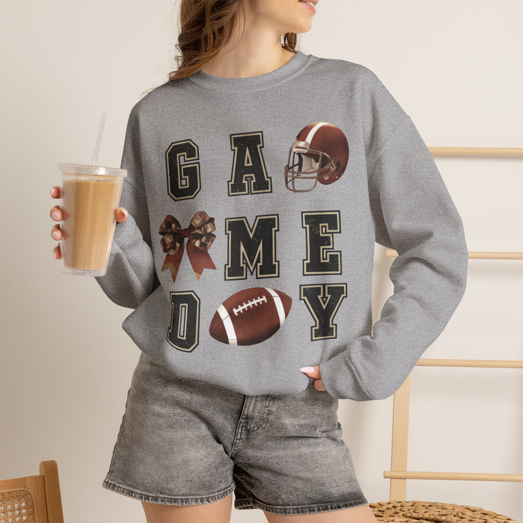Game Day Sweatshirt — Football Helmet & Ball Crewneck
