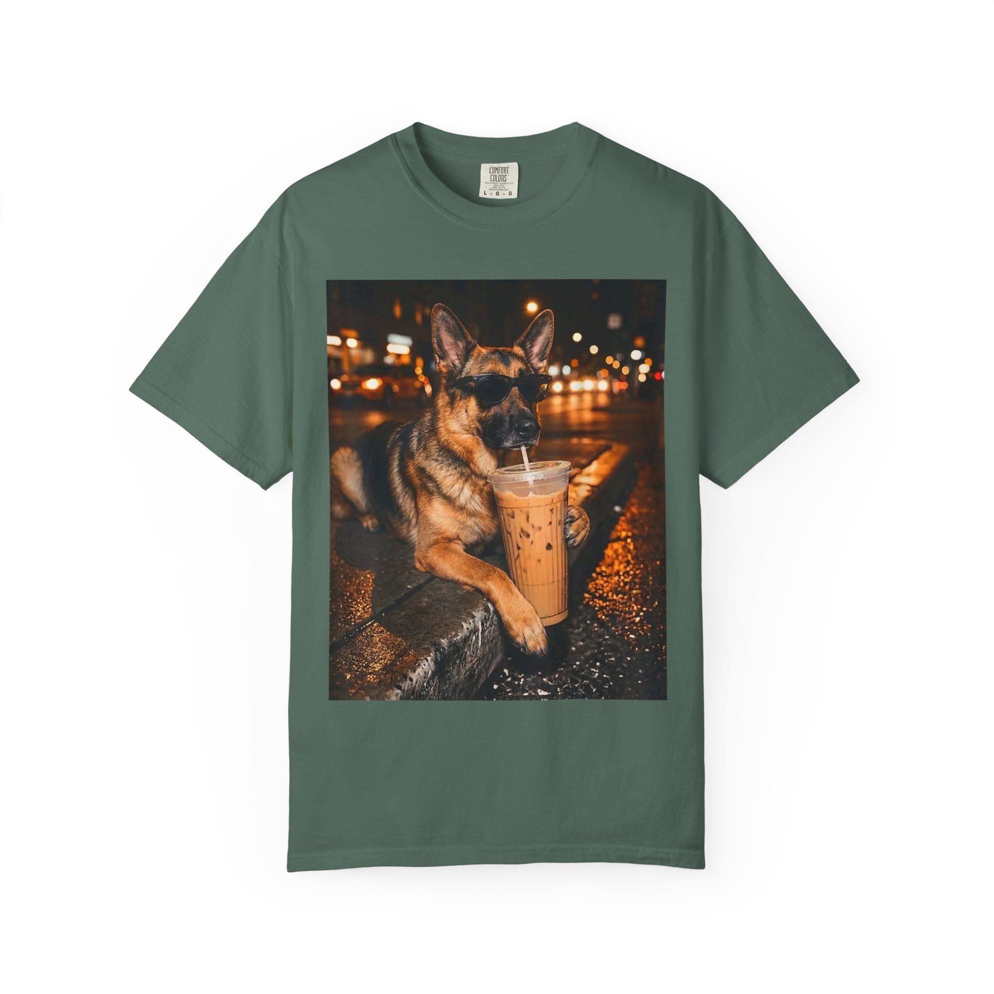 German Shepherd & Iced Coffee Photo T-Shirt — Dog