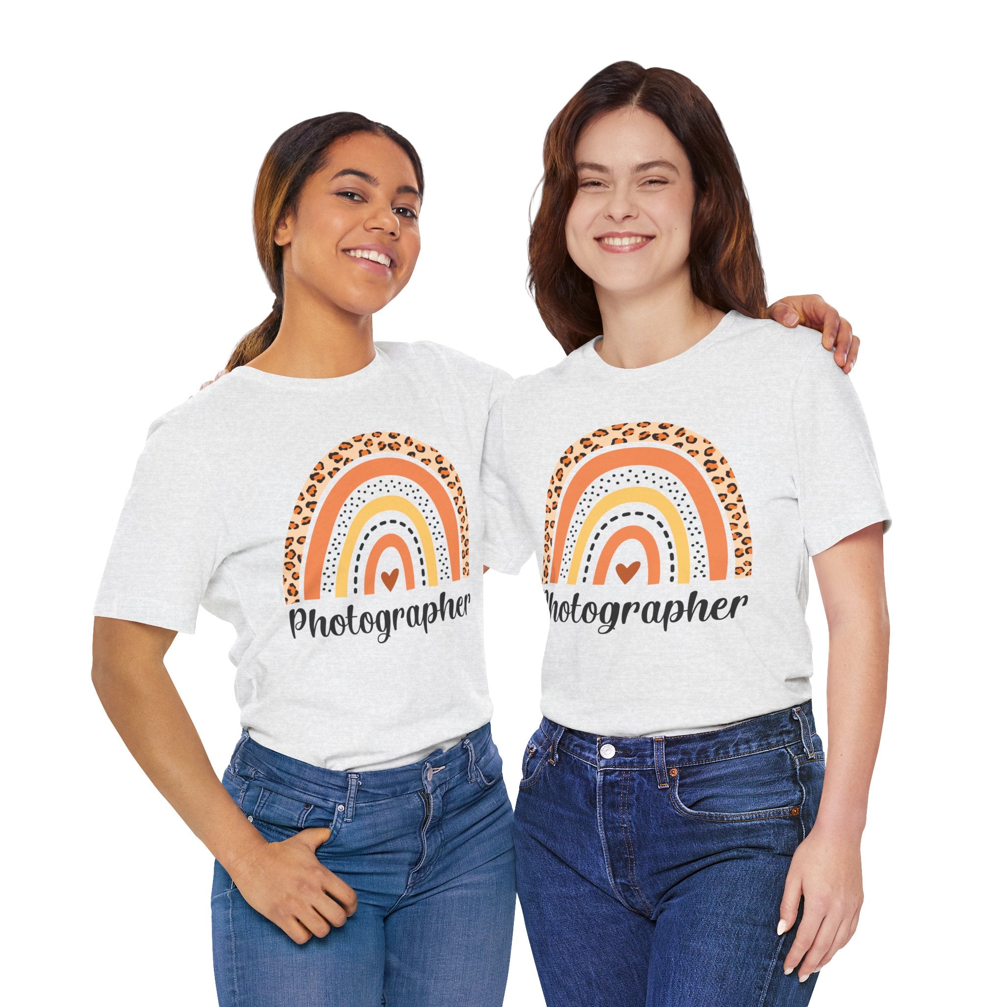 Photographer Rainbow Tee — Leopard Print Rainbow Graphic T-Shirt for Photographers