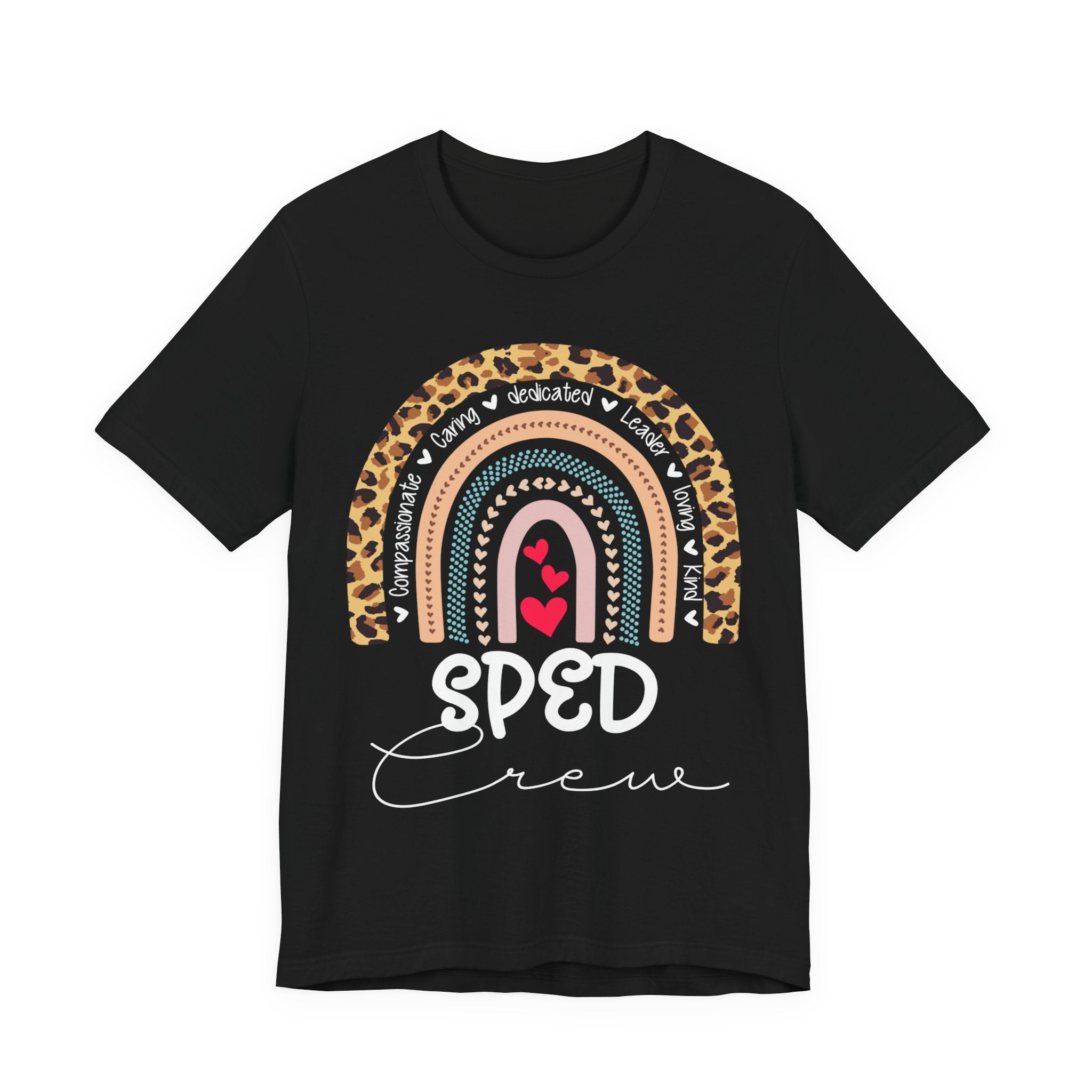Leopard Rainbow Tee — Cute Pastel Heart Rainbow Graphic T-Shirt