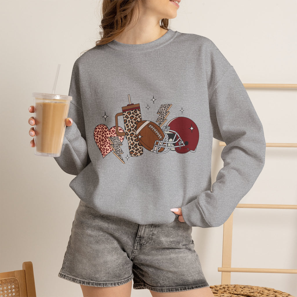 Heart & Lightning Graphic Sweatshirt — Leopard, Plaid & Red Heart Crewneck