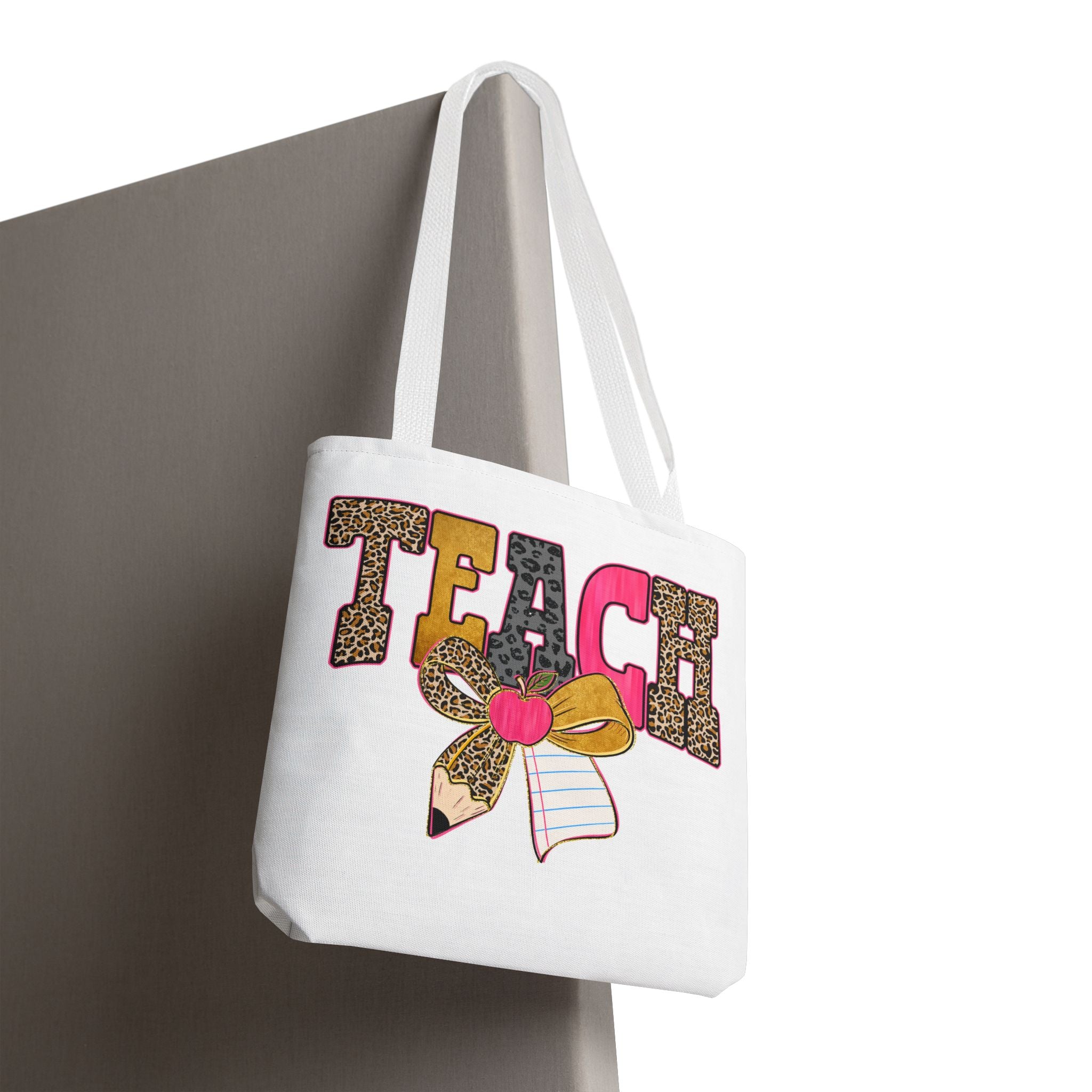 Teacher Leopard Print Pencil Tote Bag — Cute TEACH School Teacher Gift