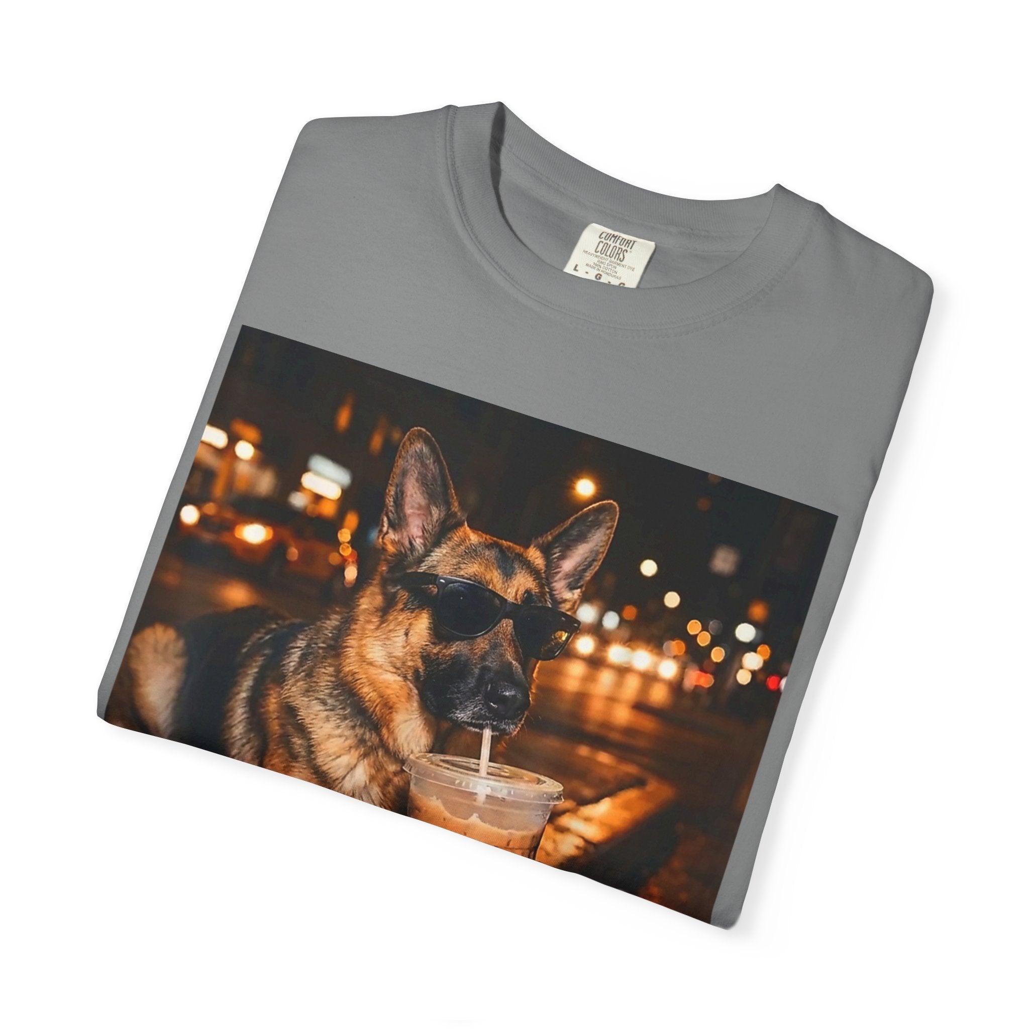 German Shepherd & Iced Coffee Photo T-Shirt — Dog
