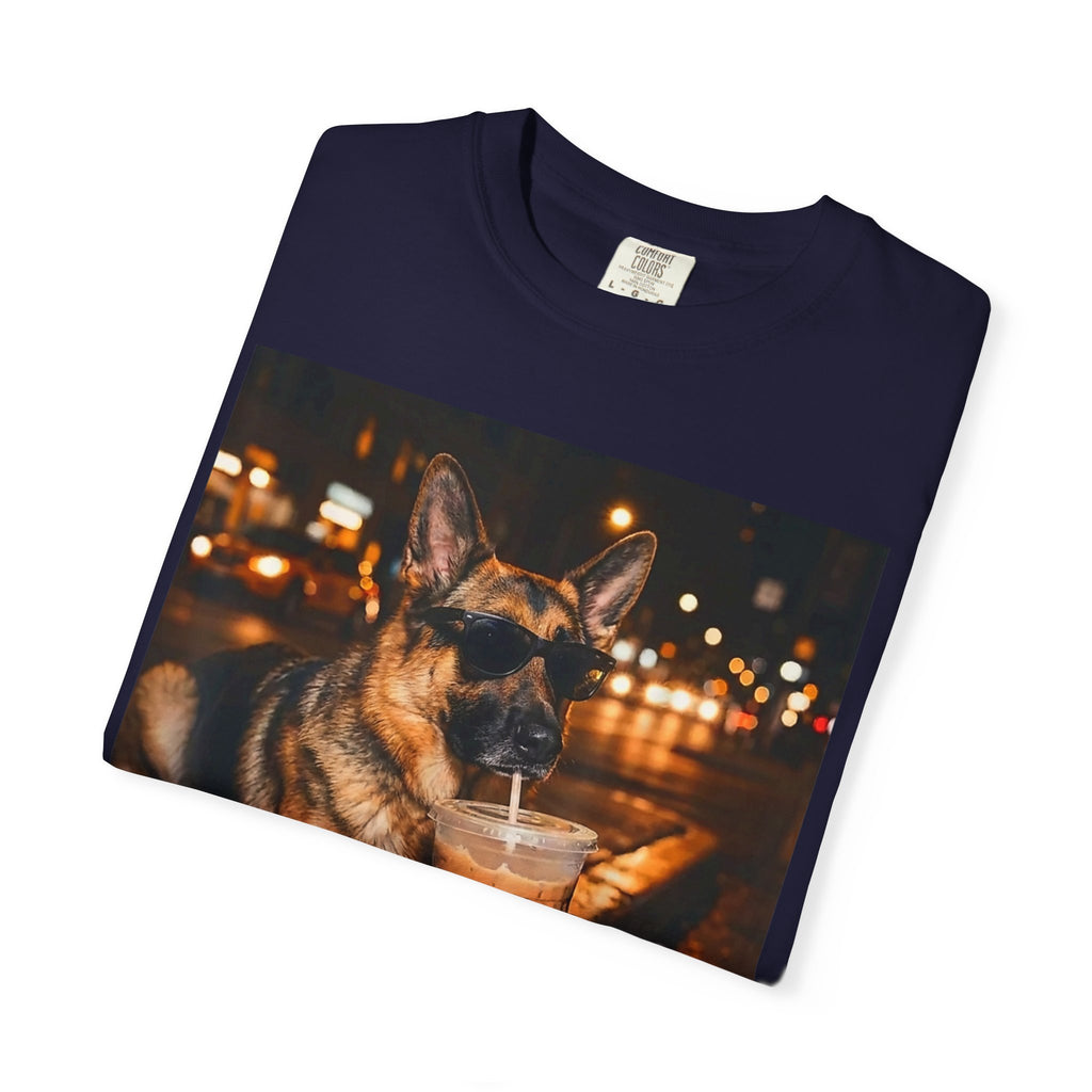 German Shepherd & Iced Coffee Photo T-Shirt — Dog