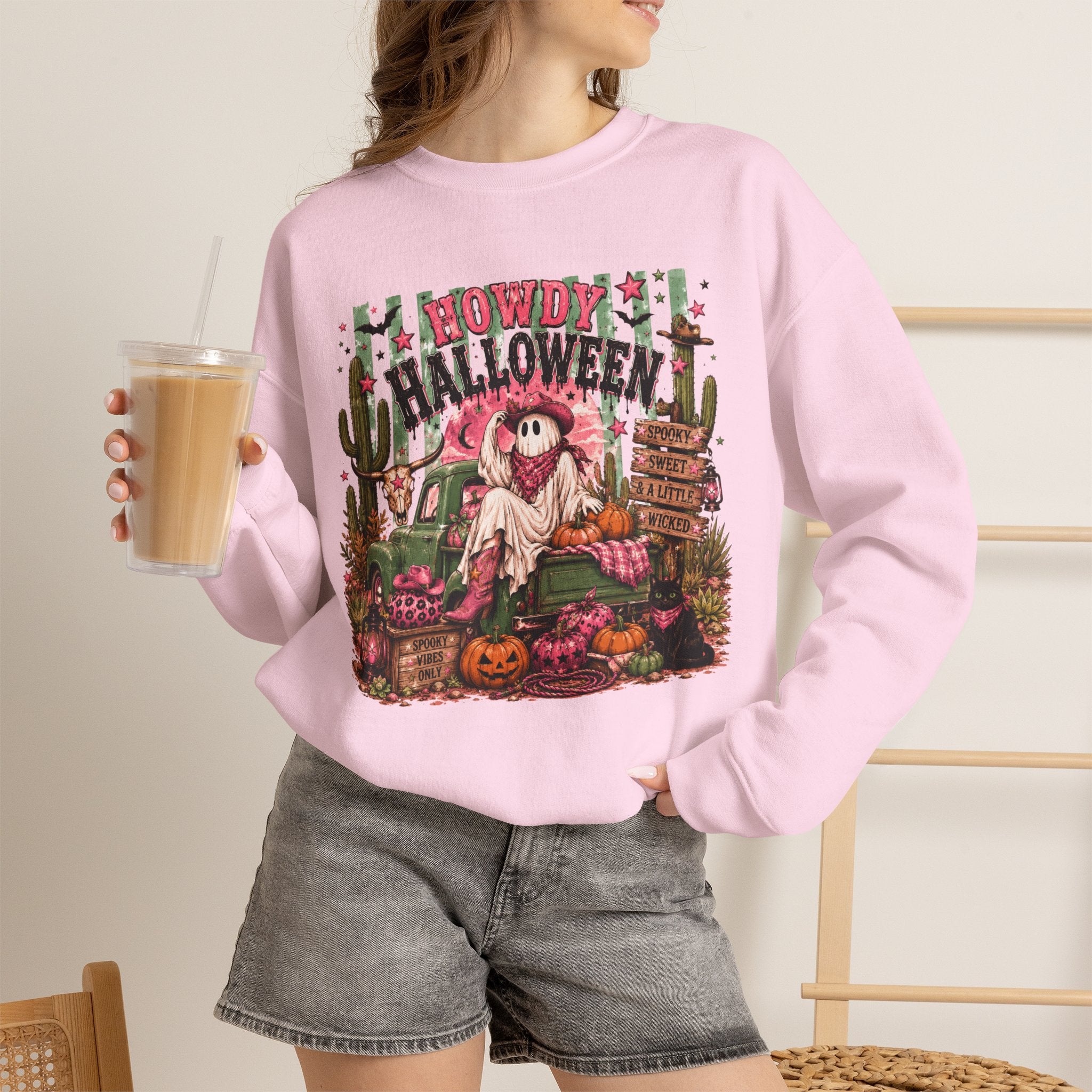 Howdy Halloween Crewneck Sweatshirt – Southwestern Ghost Pumpkin Fall Sweatshirt