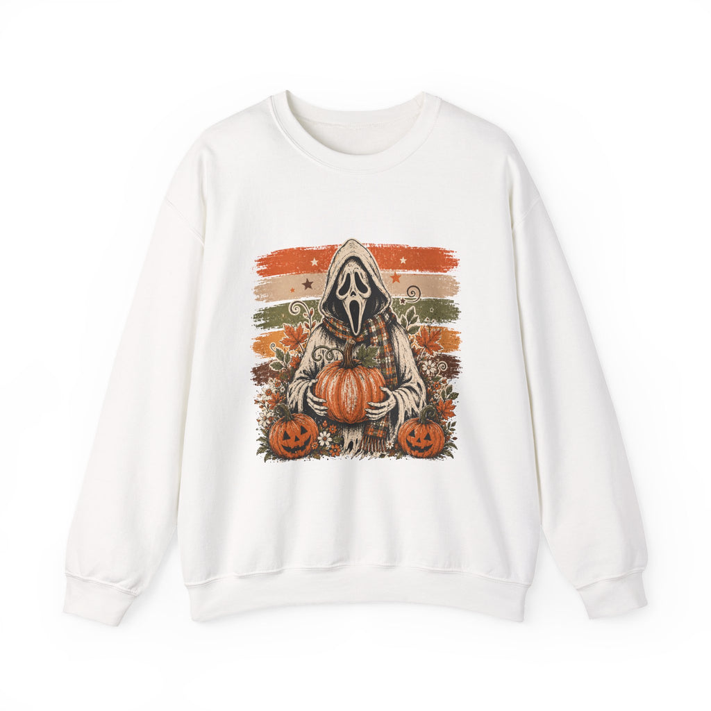 Halloween Scream Crewneck Sweatshirt — Ghost Face Pumpkin Design