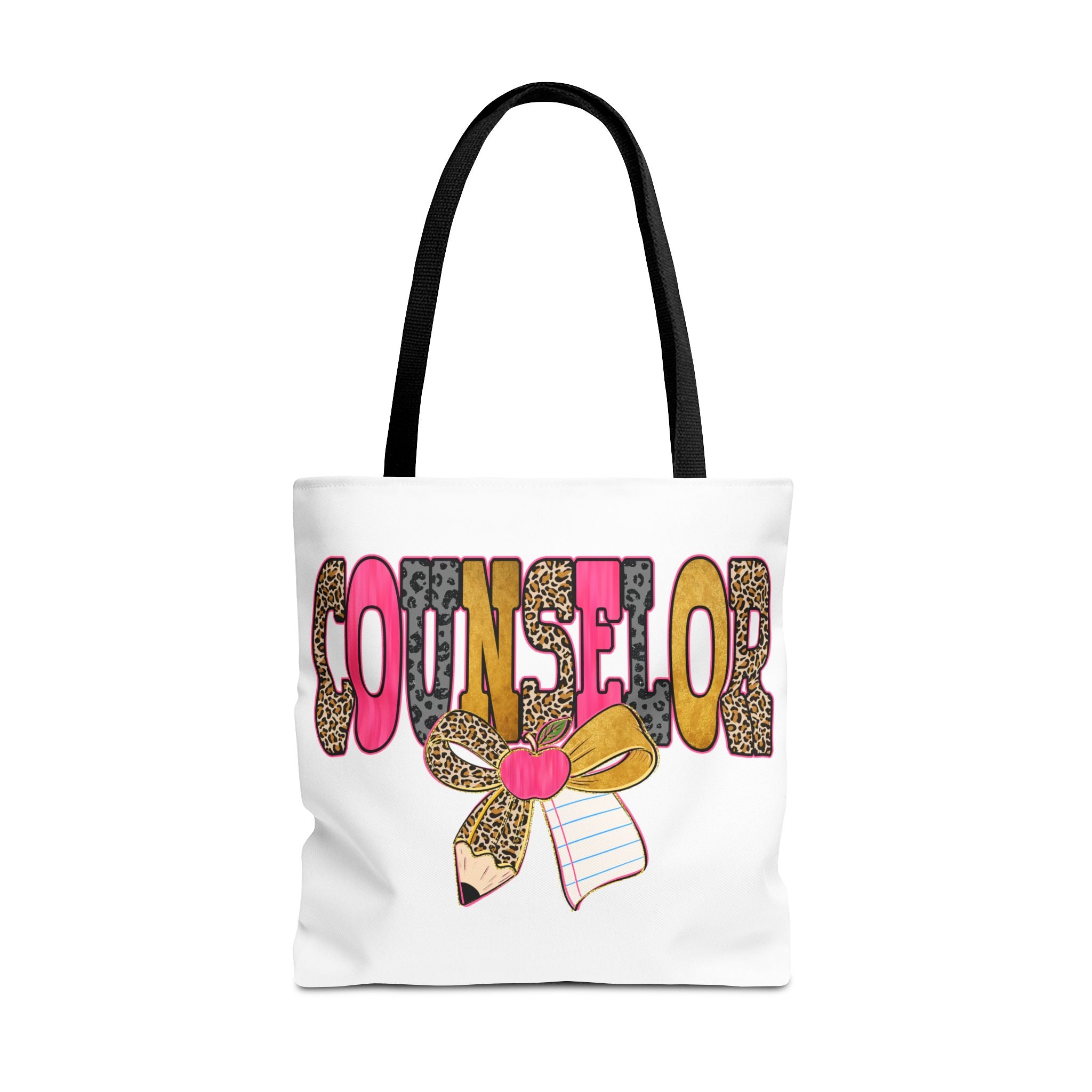Counselor Tote Bag — Cute Leopard Pencil & Ribbon School Counselor Gift