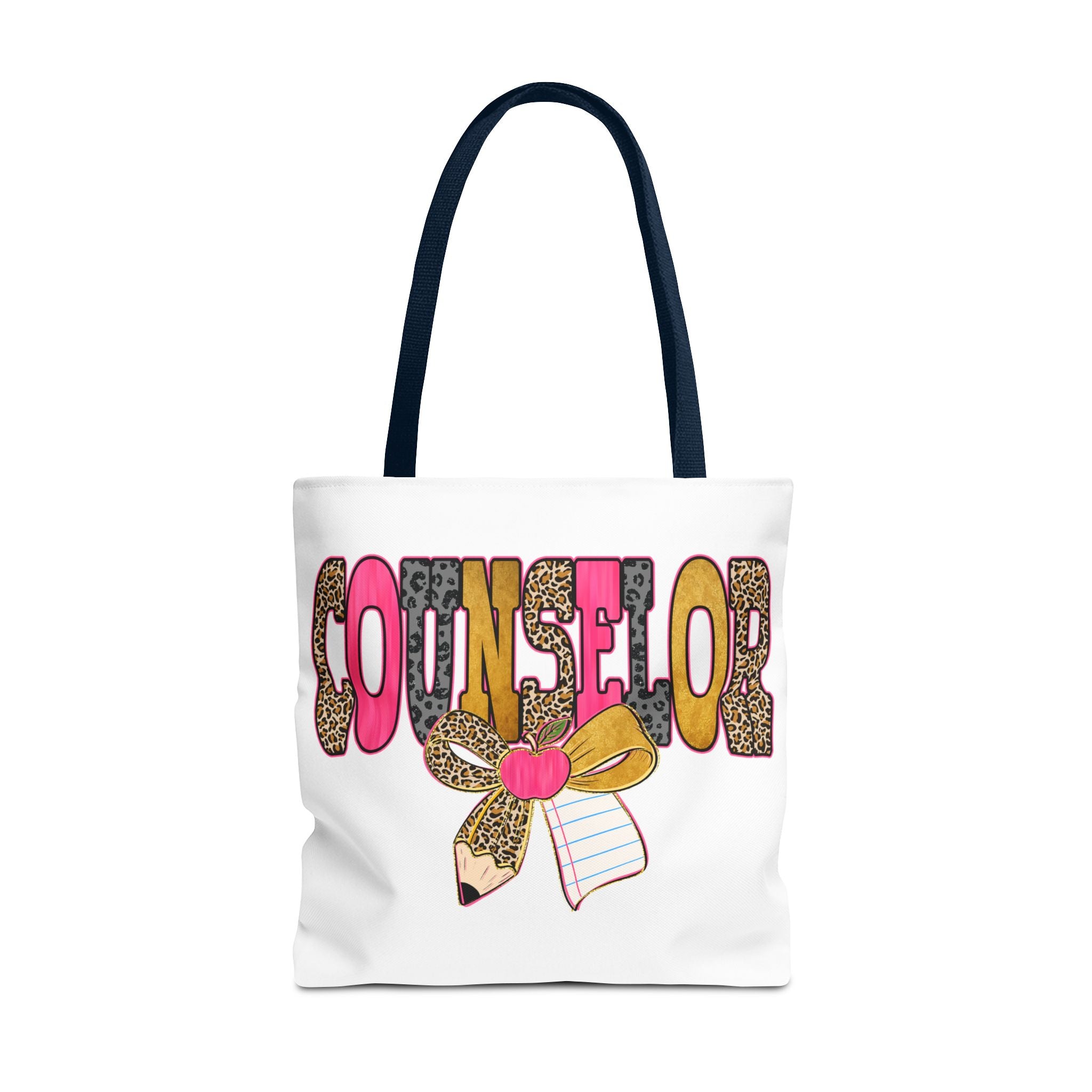 Counselor Tote Bag — Cute Leopard Pencil & Ribbon School Counselor Gift