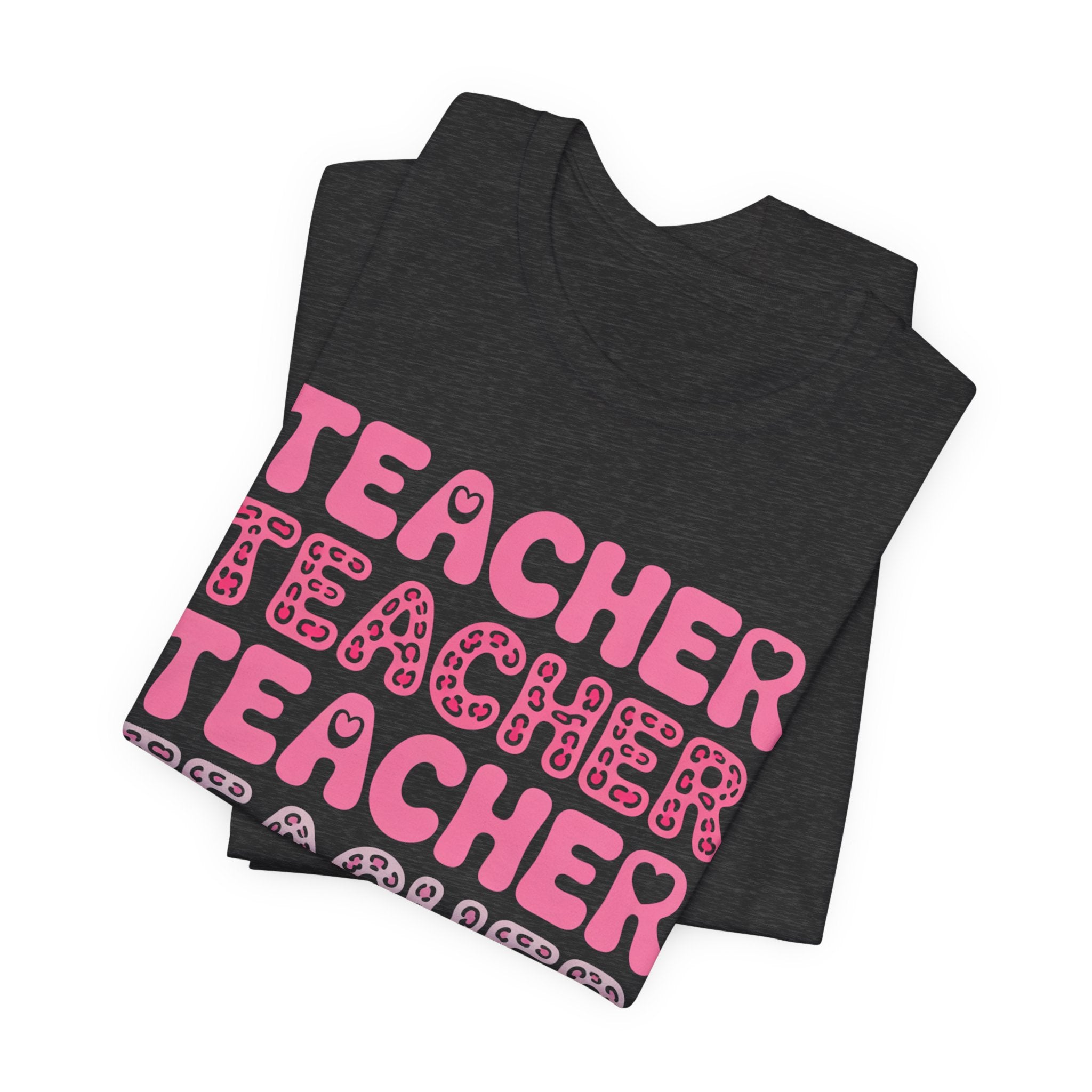 Teacher Repeating Pink Typography T‑Shirt