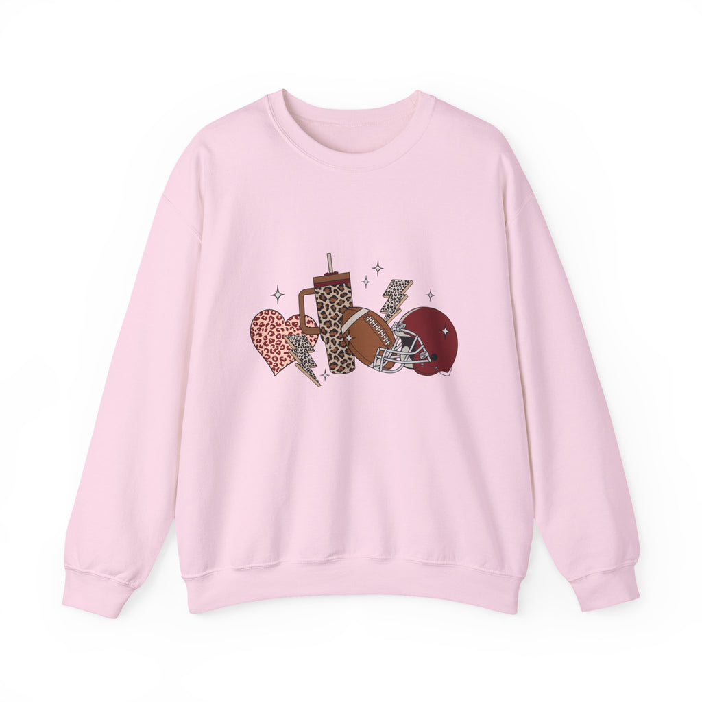 Heart & Lightning Graphic Sweatshirt — Leopard, Plaid & Red Heart Crewneck