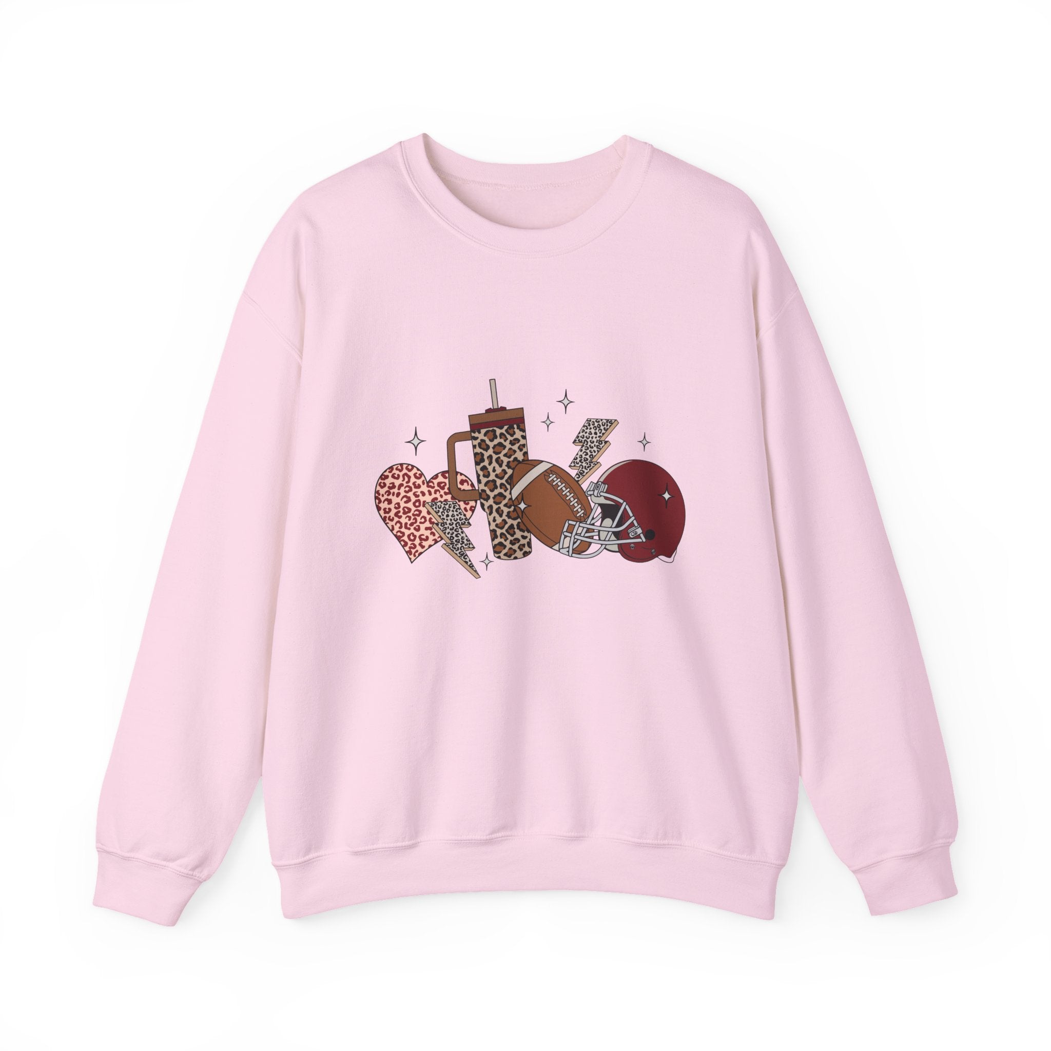 Heart & Lightning Graphic Sweatshirt — Leopard, Plaid & Red Heart Crewneck