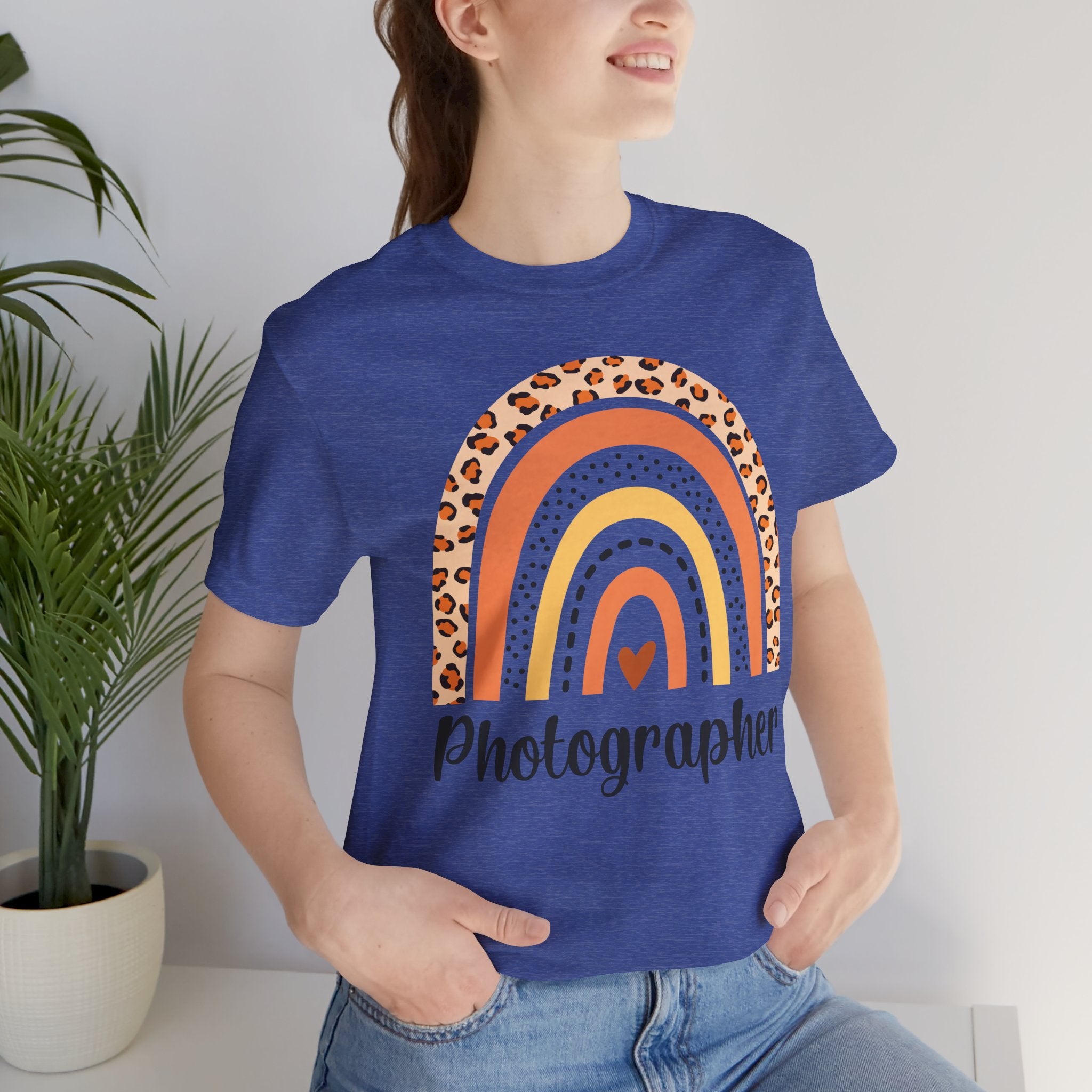 Photographer Rainbow Tee — Leopard Print Rainbow Graphic T-Shirt for Photographers