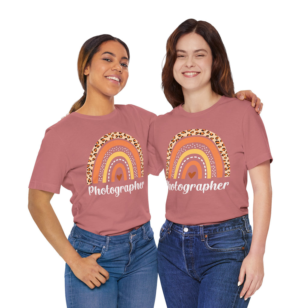 Leopard Rainbow  Photographer Tee — Boho Heart Graphic T-Shirt