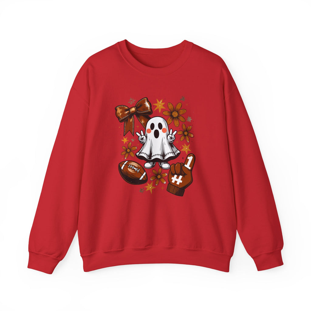Football Ghost Crewneck Sweatshirt – Cute Spooky Game Day Design