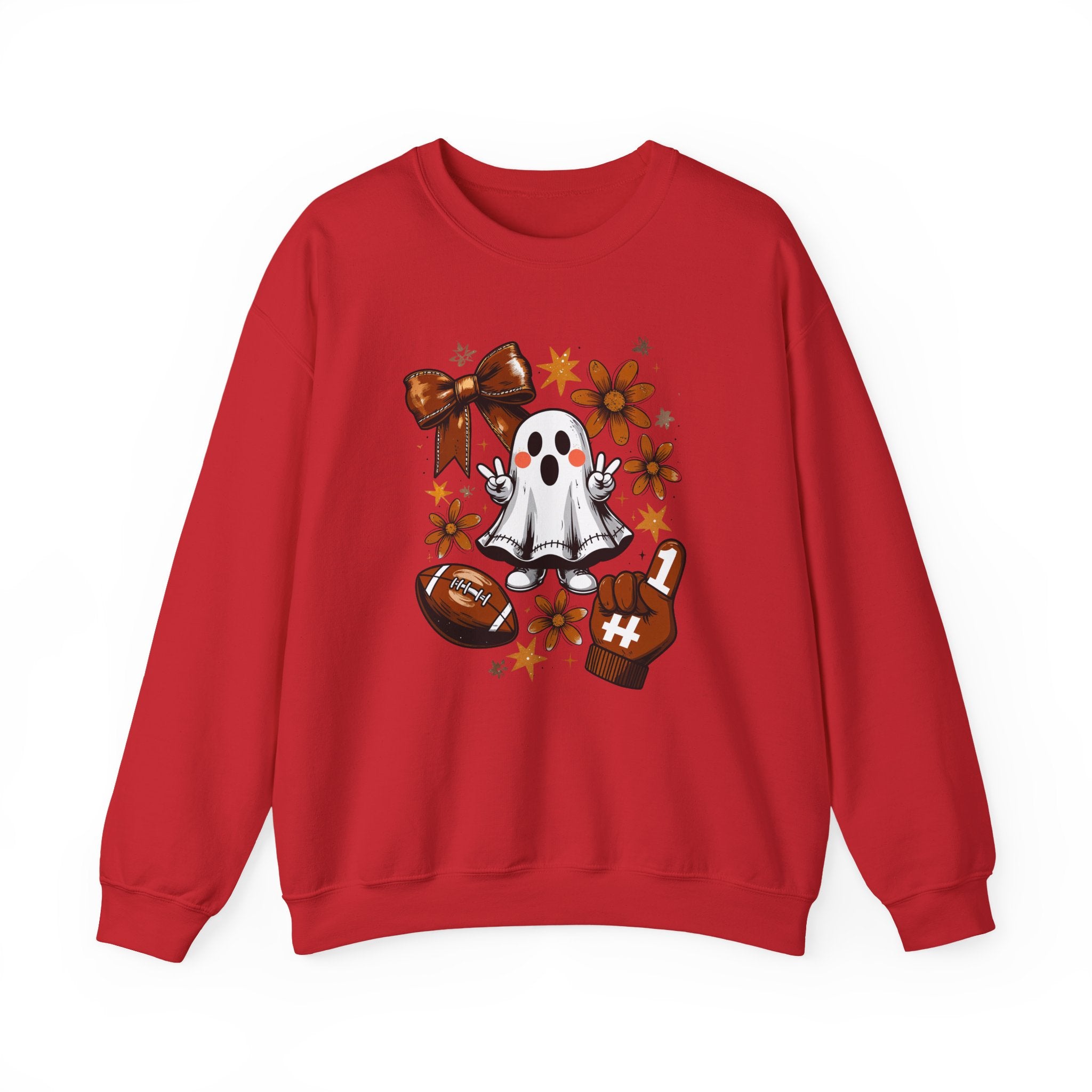 Football Ghost Crewneck Sweatshirt — Cute Halloween Game Day Shirt