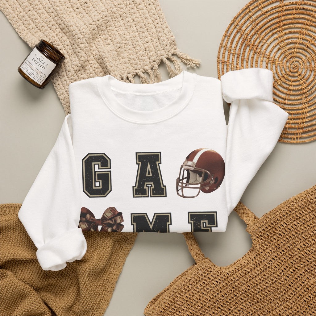 Game Day Sweatshirt — Football Helmet & Ball Crewneck