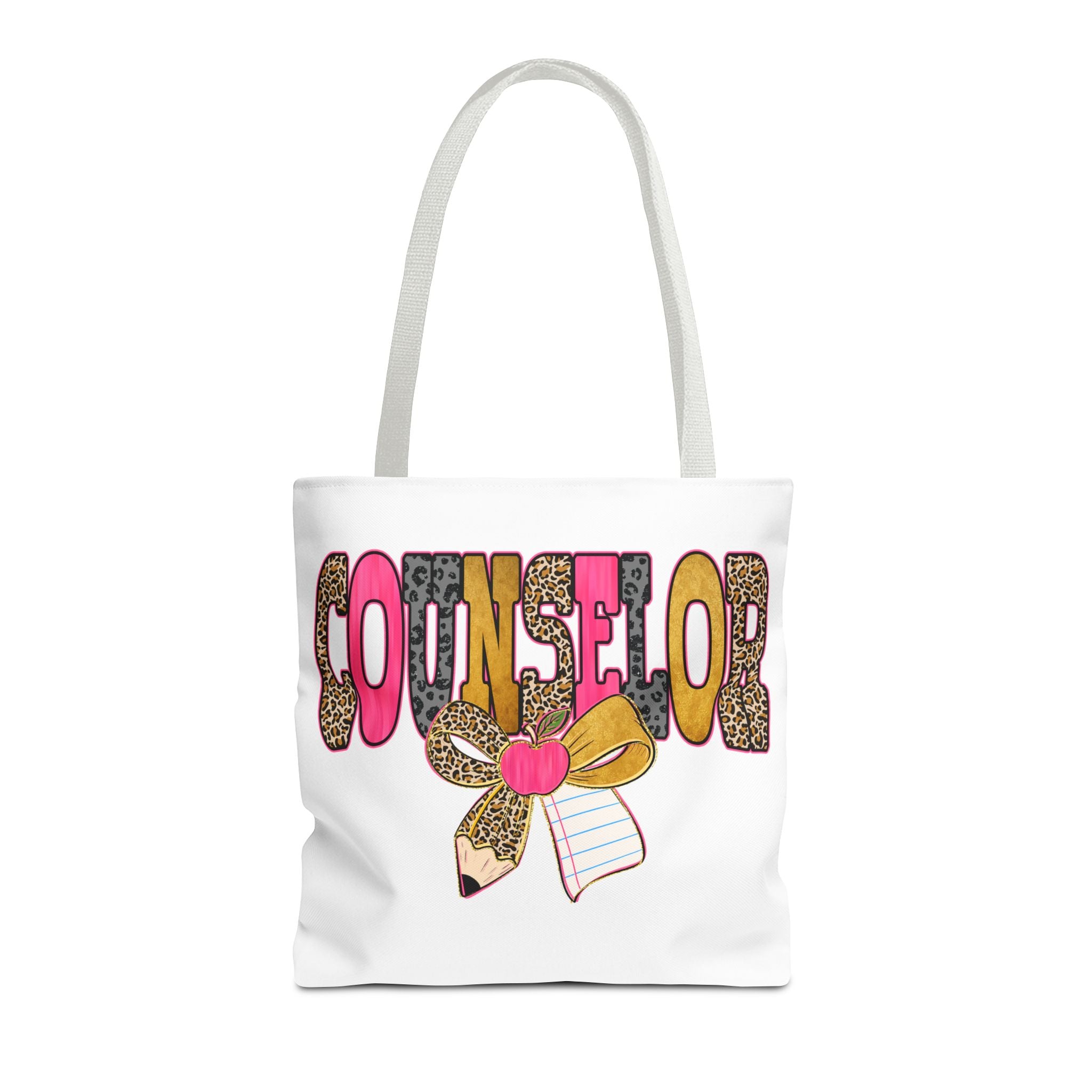 Counselor Tote Bag — Cute Leopard Pencil & Ribbon School Counselor Gift