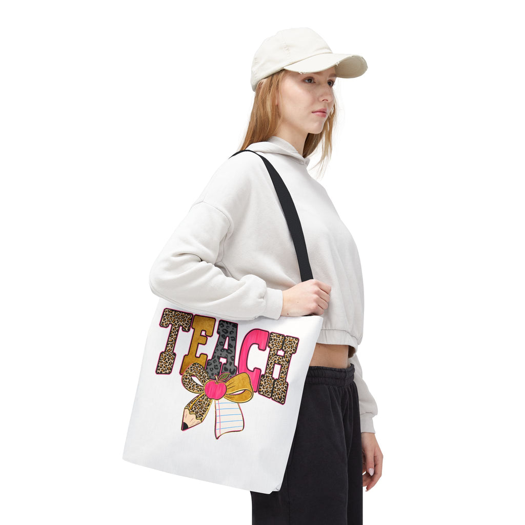 Teacher Leopard Print Pencil Tote Bag — Cute TEACH School Teacher Gift