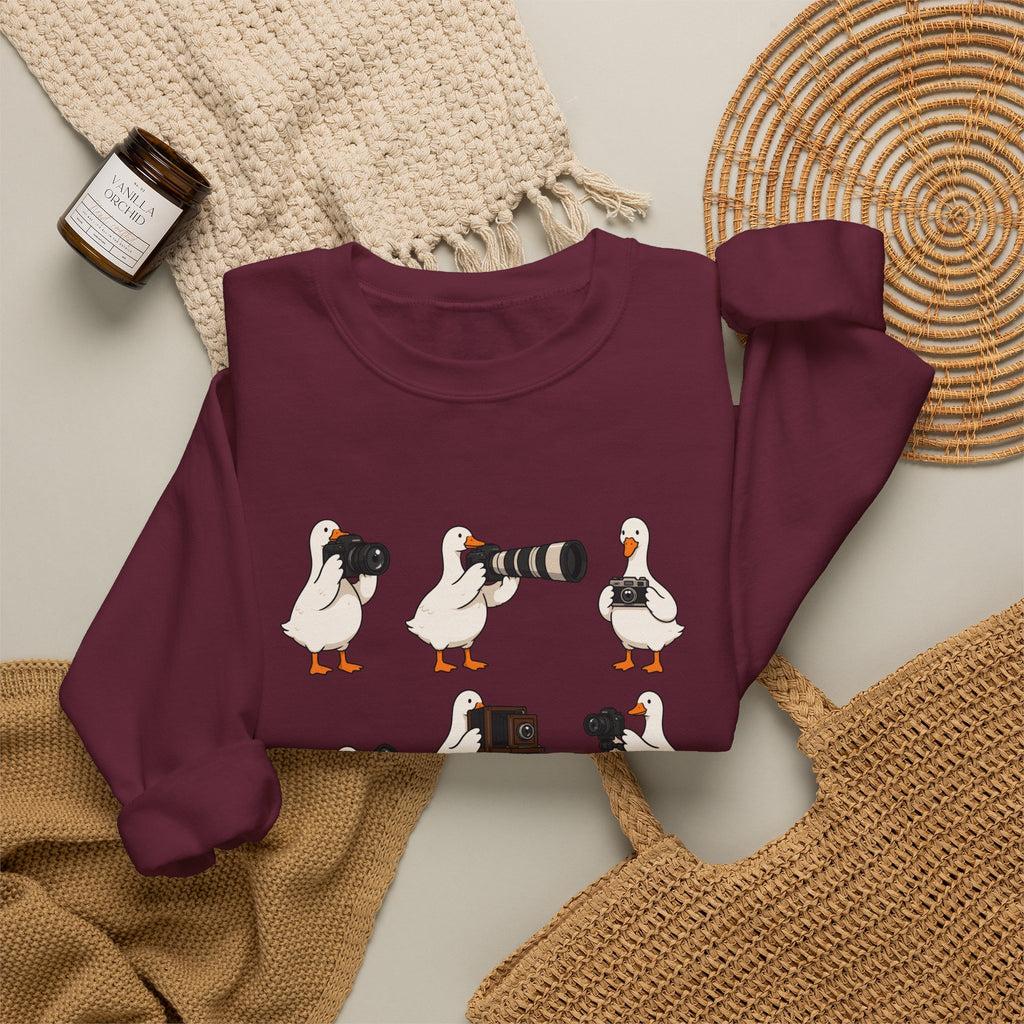 Photographer Geese Crewneck Sweatshirt – Cute Goose Photography Graphic