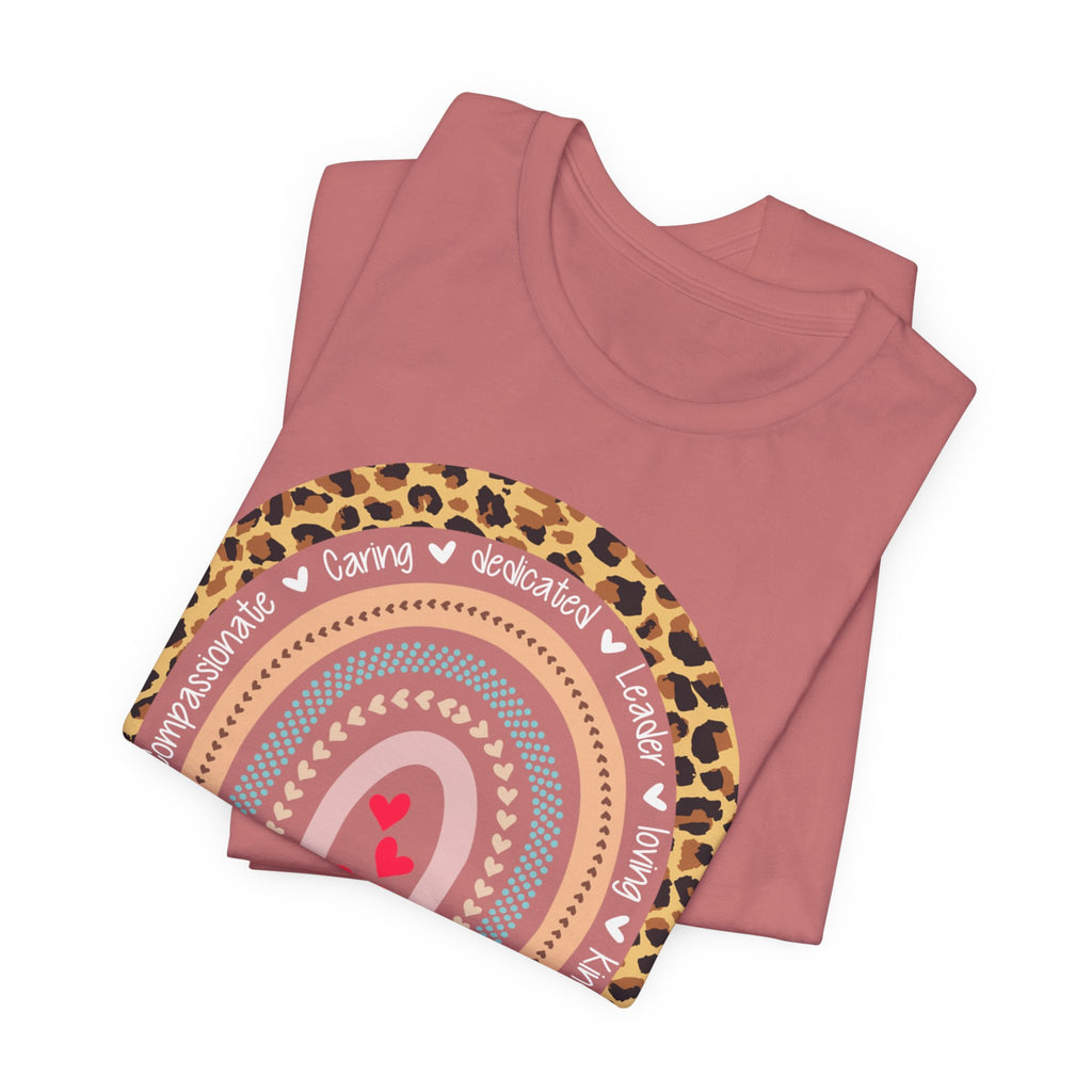 Leopard Rainbow Tee — Cute Pastel Heart Rainbow Graphic T-Shirt
