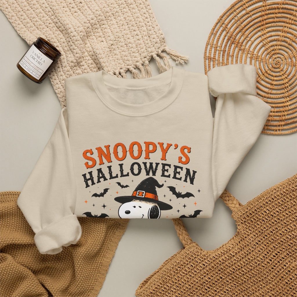 Snoopy Halloween Crewneck Sweatshirt – Spooky Season Trick-or-Treat Design