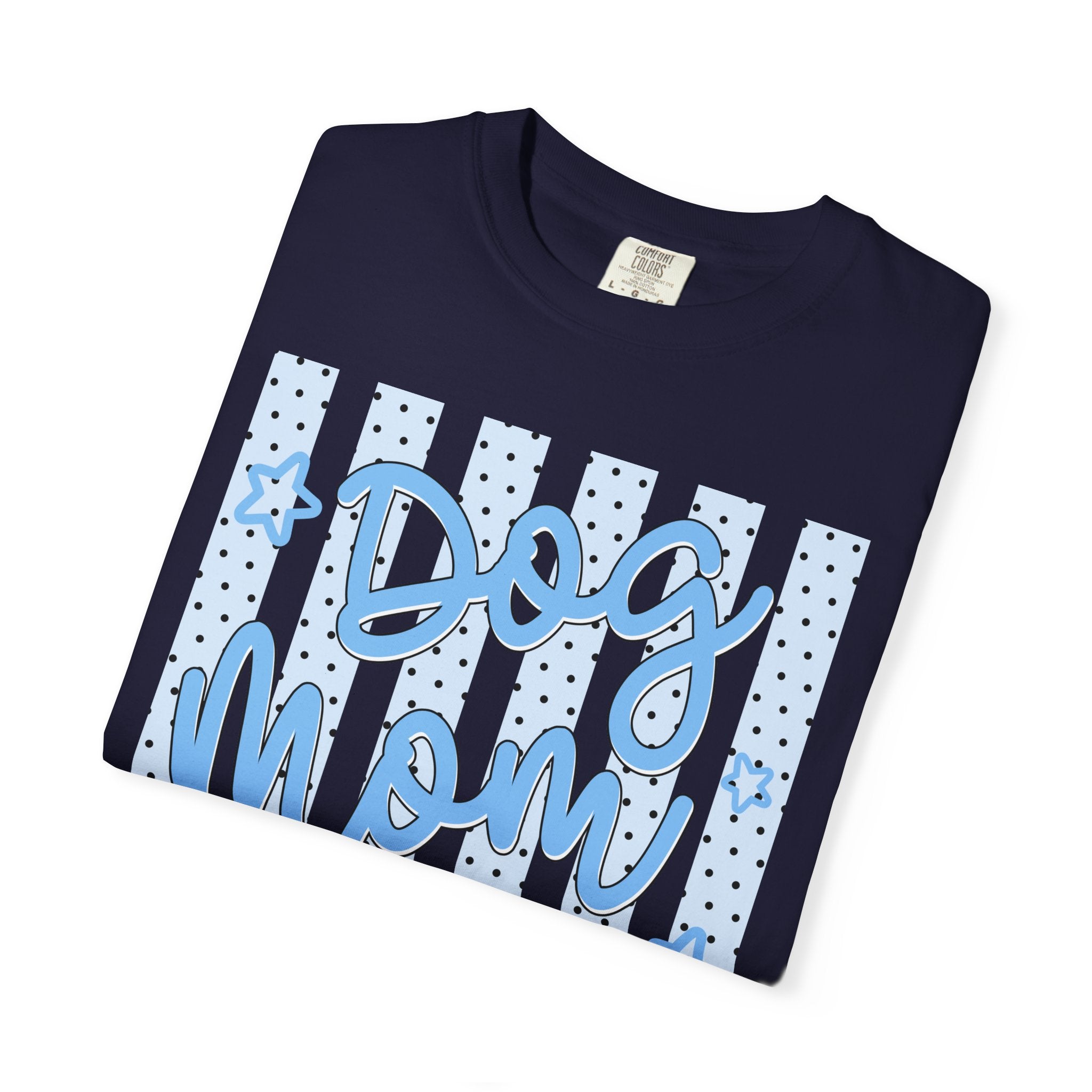 Dog Mom T-Shirt – Blue Stars & Stripes Pet Mom Tee