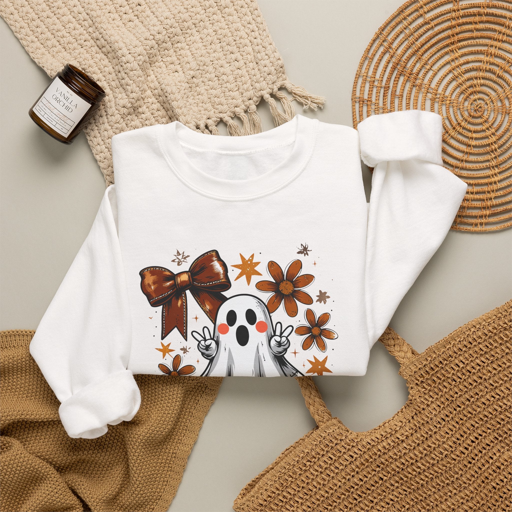 Football Ghost Crewneck Sweatshirt – Cute Spooky Game Day Design