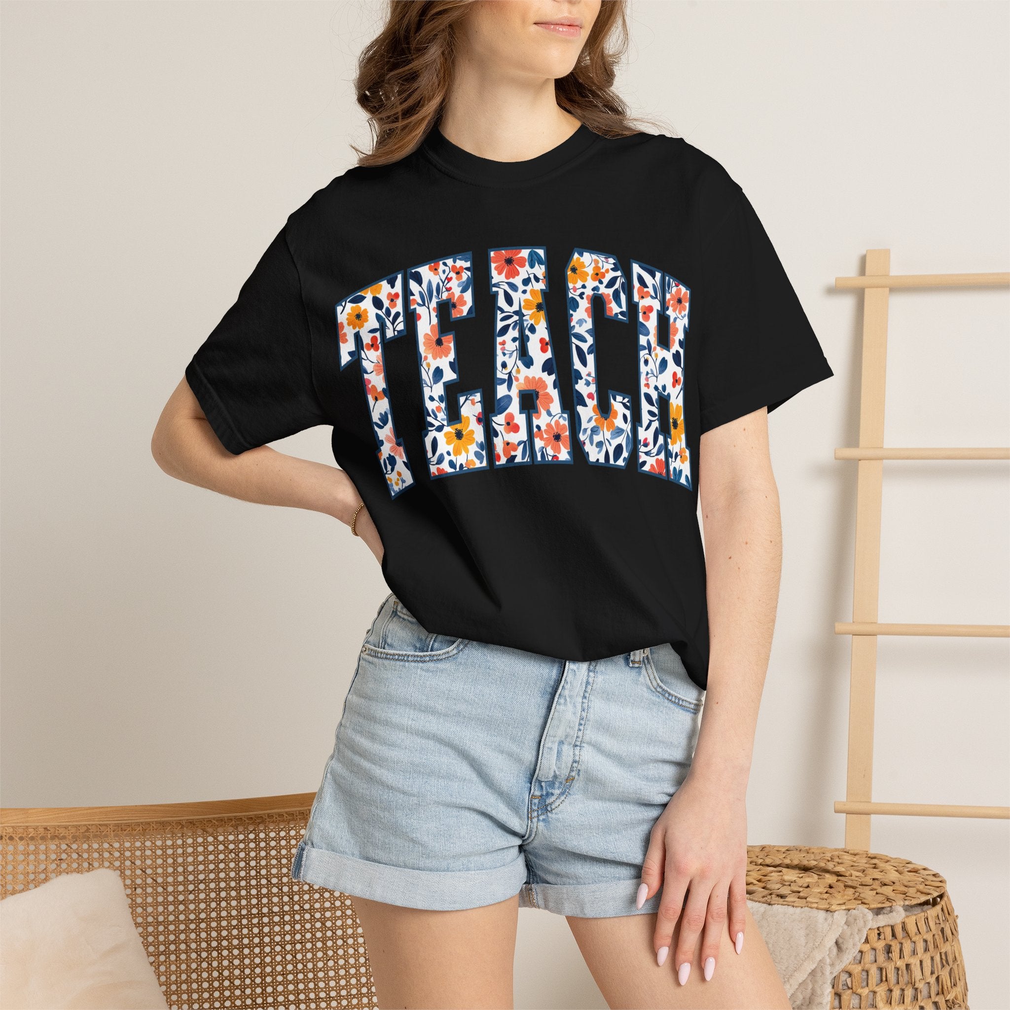 Teach Floral T‑Shirt — Floral Pattern TEACH Teacher Appreciation Gift
