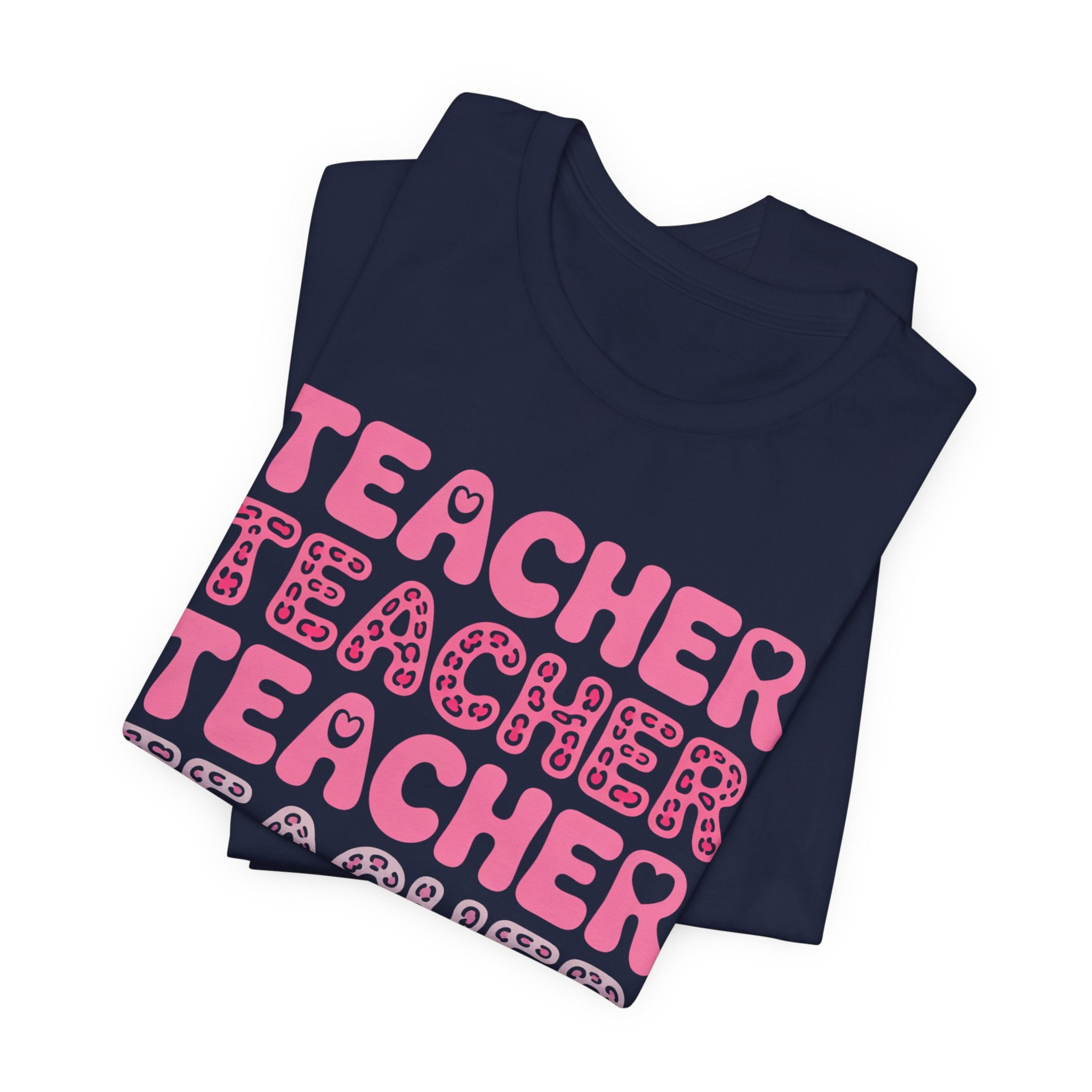 Teacher Repeating Pink Typography T‑Shirt