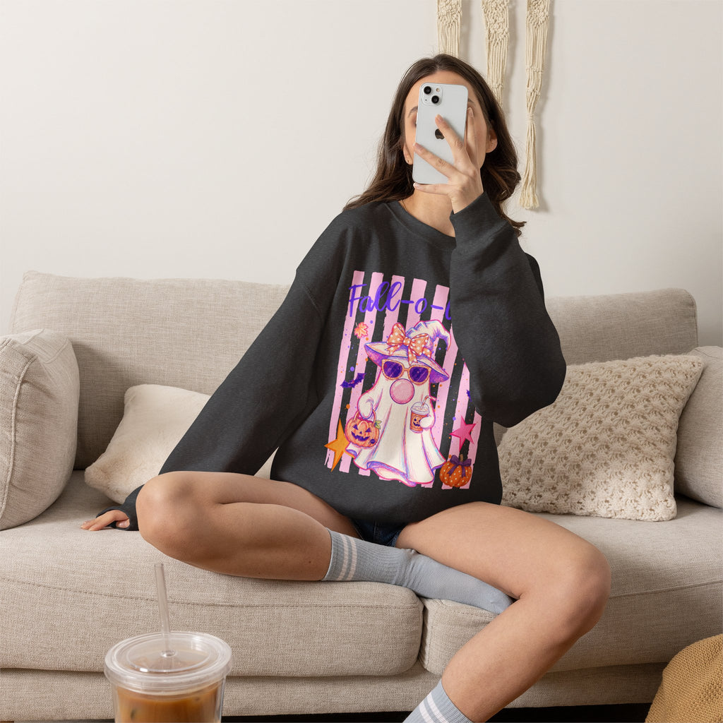 Fall-o-Ween Ghost Sweatshirt – Cute Pastel Halloween Crewneck