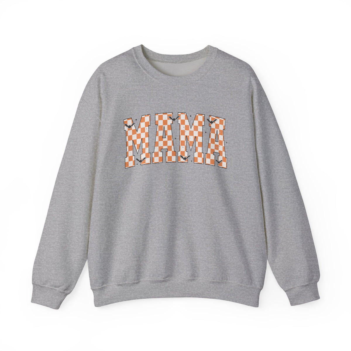 Mama Checkerboard Halloween Sweatshirt – Retro Orange Plaid Mama Pullover