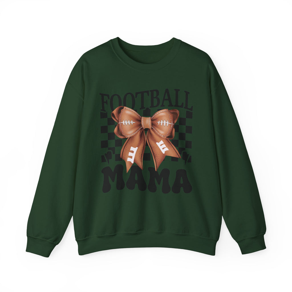 Football Mama Crewneck Sweatshirt — Retro Checkerboard Football Graphic