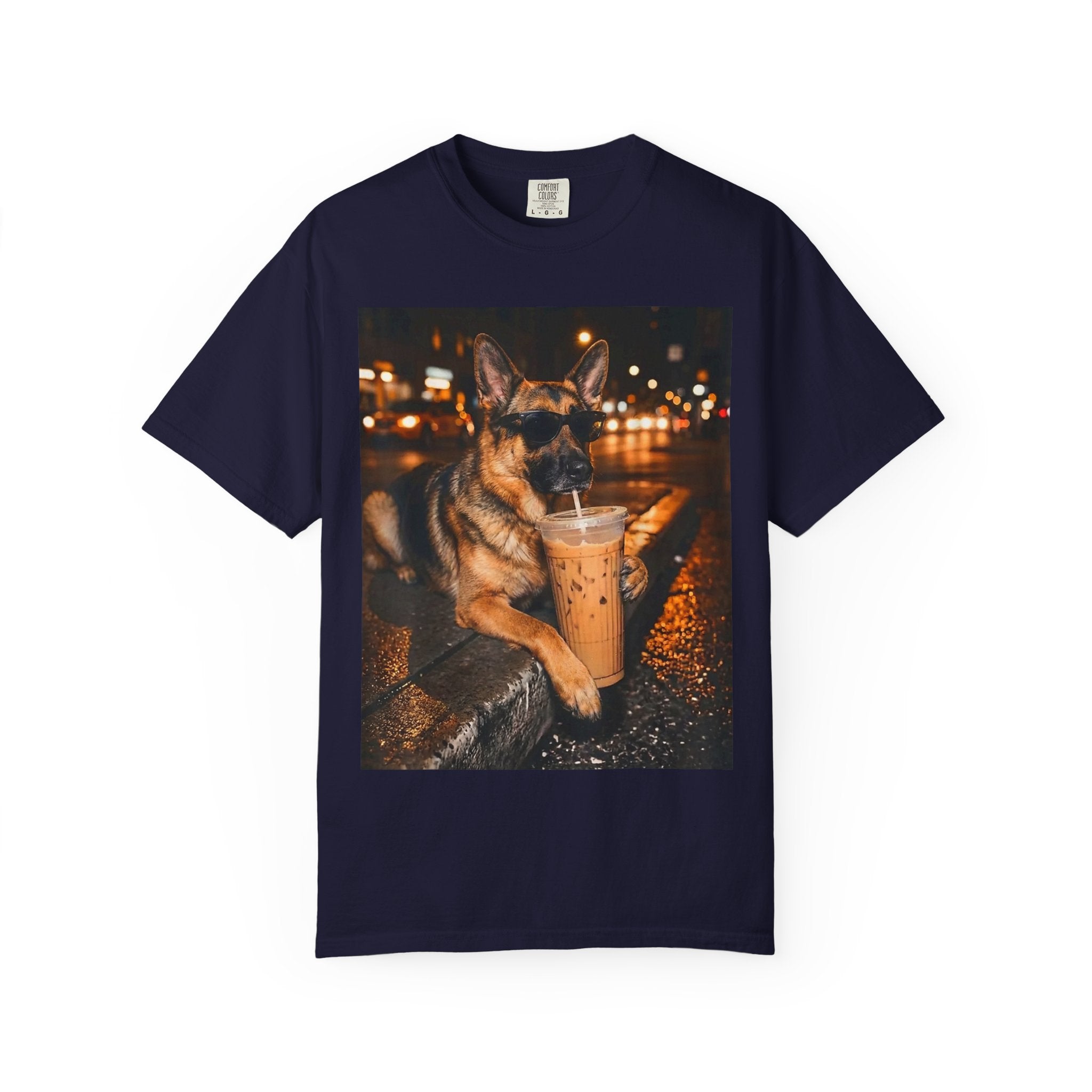 German Shepherd & Iced Coffee Photo T-Shirt — Dog