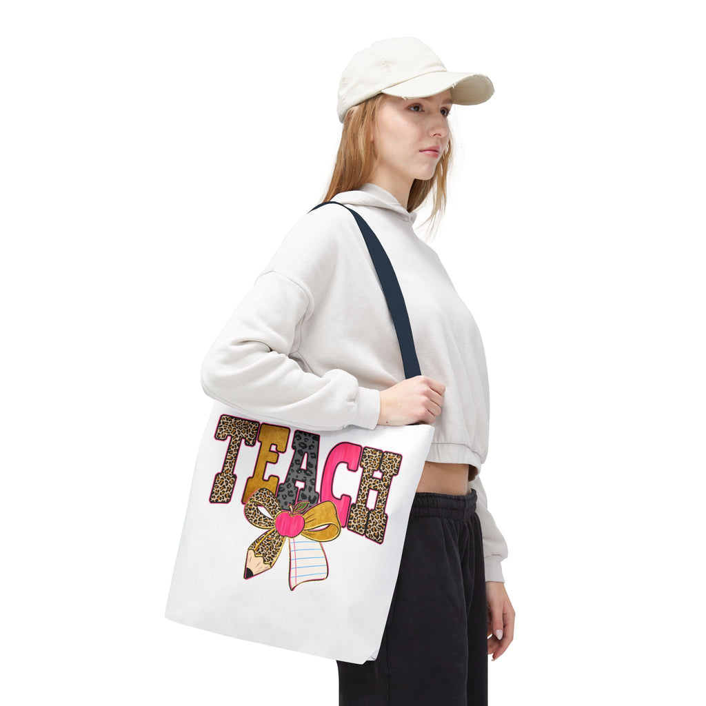 Teacher Leopard Print Pencil Tote Bag — Cute TEACH School Teacher Gift