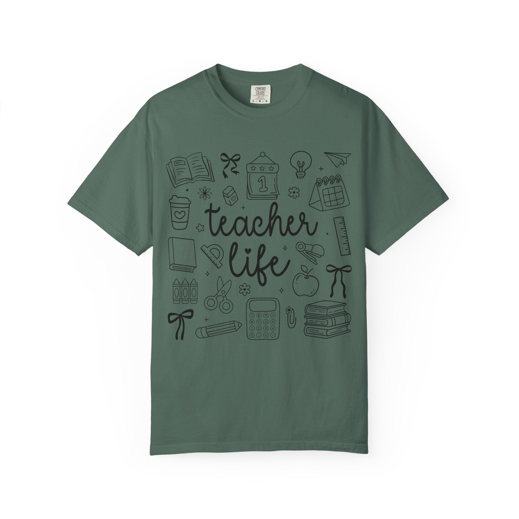 Teacher Life T-Shirt — School Supplies Sketch Graphic Tee