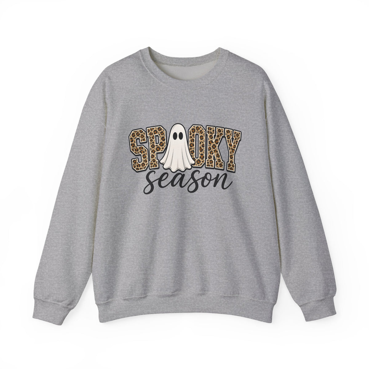 Spooky Season Sweatshirt - Leopard Print Ghost Halloween Crewneck