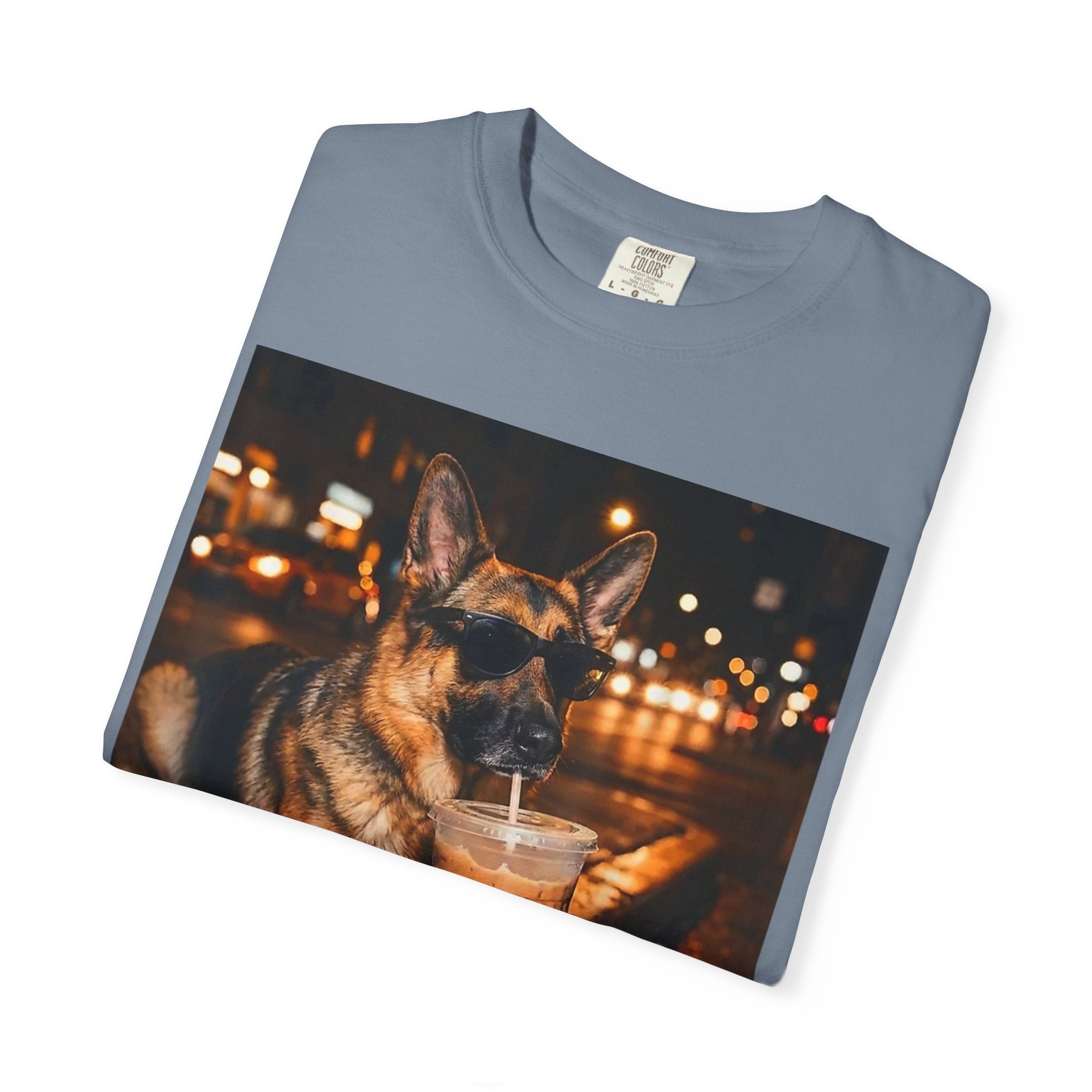 German Shepherd & Iced Coffee Photo T-Shirt — Dog