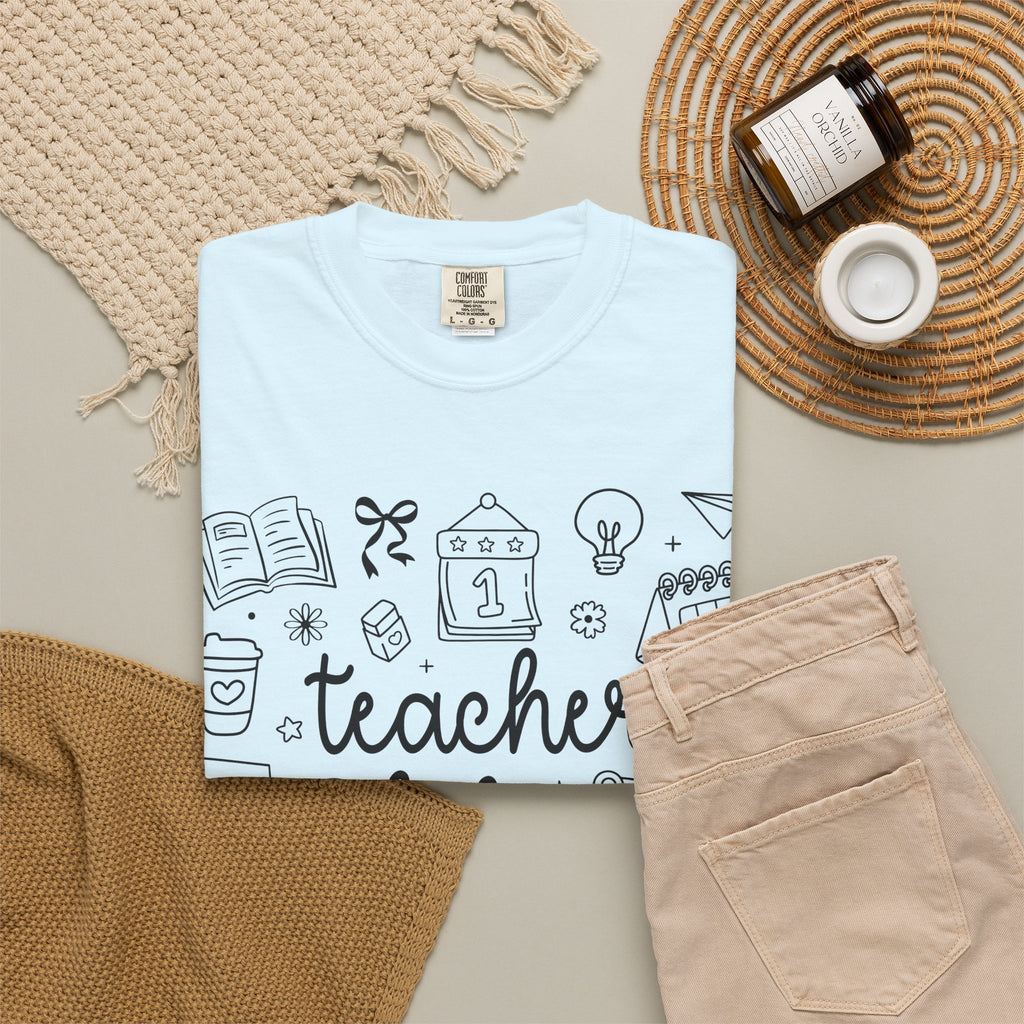 Teacher Life T-Shirt — School Supplies Sketch Graphic Tee