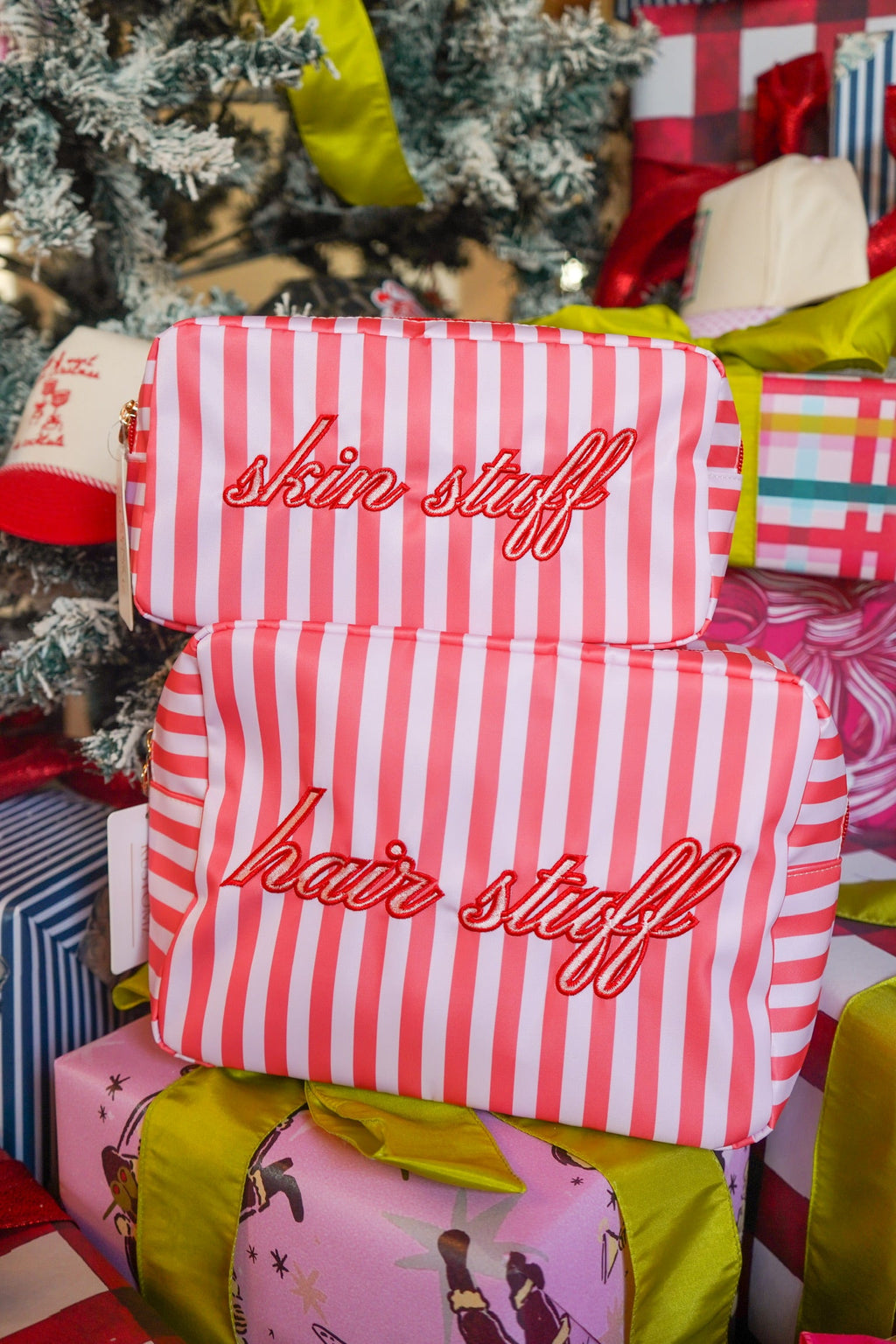 Skin Stuff - Pink & Red Stripes Large Bag